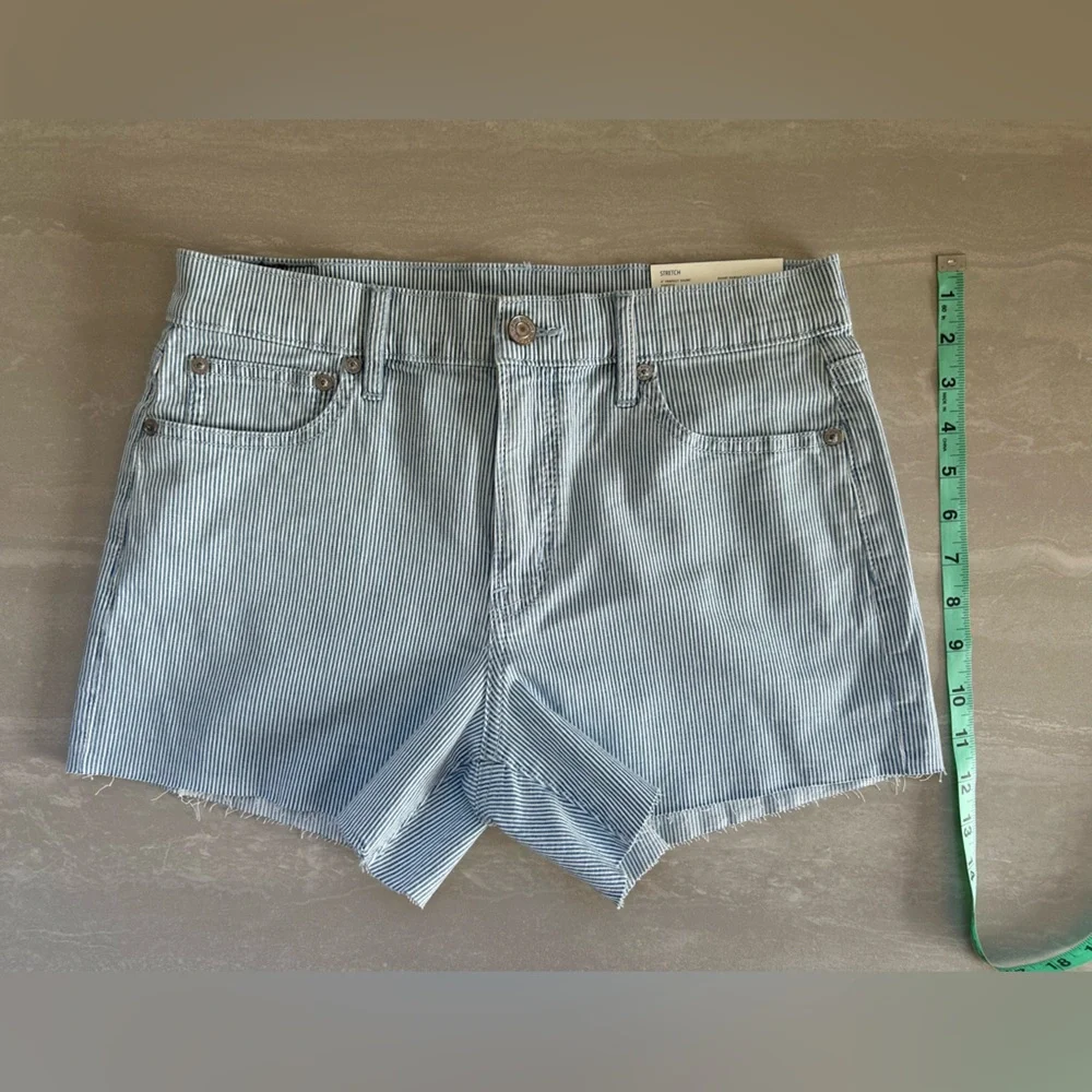 American Eagle Outfitters Striped Jean Shorts Stretch High Rise 98% Cotton - Picture 13 of 16